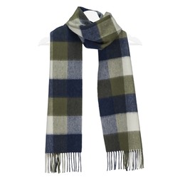 50082546 £25 Lambswool Green & Navy Check Scarf
