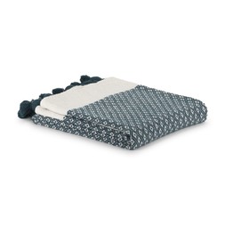 50082785 £25 NT Recycled Cotton Diamond Weave Teal Throw