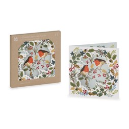 50082815 £5 National Trust Robin in Foliage Die Cut Christmas Cards, Pack of 5