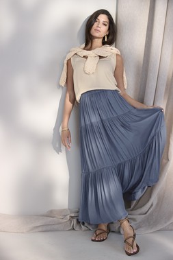 CRINKLE TIERED MIDI SKIRT £42