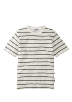 STRIPE CREW NECK T-SHIRT CREAM GREEN £15