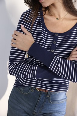 STRIPE SCOOP NECK LS JERSEY TOP £28