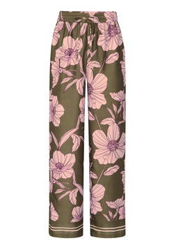 Printed Wide Leg Pull On Trousers Khaki £38