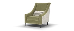 Atelier Accent Chair in Atelier Soft Chenille Olive/Broken Stripe Designer Fabric Natural, £949.