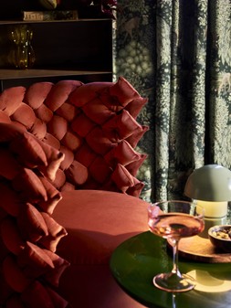 Guiggiola Accent Chair in Smooth Velvet Rust, £2599. (RRP £2699)