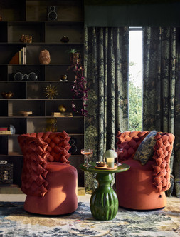 Guiggiola Accent Chair in Smooth Velvet Rust, £2599. (RRP £2699)