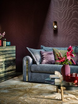 Savoy 3 Seater in Soft Boucle Midnight All Over with Gold Trim, £1599.
