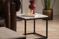 Industrial Side Table White Marble RRP €199 NOW €129