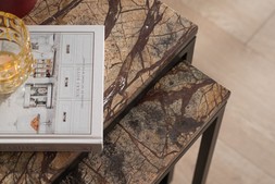Industrial Square Nest of Tables Brown Marble RRP €299 NOW €199