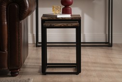 Industrial Square Nest of Tables Brown Marble RRP €299 NOW €199