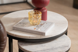 Industrial Round Nest of Tables White Marble RRP €349 NOW €225