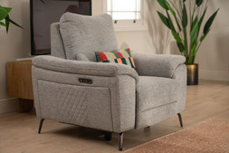 Oliveira Grey Fabric Armchair Electric Recliner with Head Tilt RRP €1949 NOW €1099
