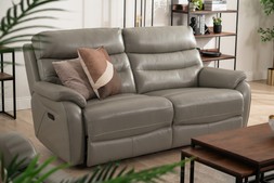 Pearson Grey Leather 3 Seater Electric Recliner Sofa RRP €3199 (NOW €1549)