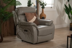 Pearson Grey Leather Armchair Electric Recliner - RRP €1999 (NOW €999)