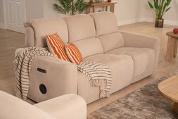 Savoy Cream Fabric 3 Seater Electric Recliner With Bluetooth Speakers Sofa - RRP €4499 NOW €2499