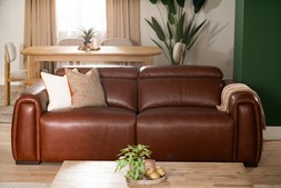 Muse Brown Leather 2.5 Seater Heated Seats Electric Recliner Sofa - RRP €4799 NOW €2699