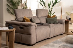 Hollywood Grey Fabric 2.5 Seater Electric Recliner Sofa with Fridge RRP€5559 NOW €2999