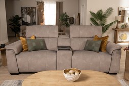 Hollywood Grey Fabric 2.5 Seater Electric Recliner Sofa with Fridge RRP€5559 NOW €2999