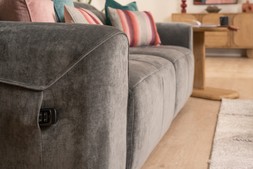 Serene Grey Fabric 2.5 Seater with Electric Sliding Chaise - RRP €3699 NOW €1999.