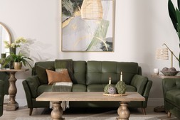 The Oliver Pine Green Leather 3 Seater Sofa - WAS 2699 NOW 1599 euro