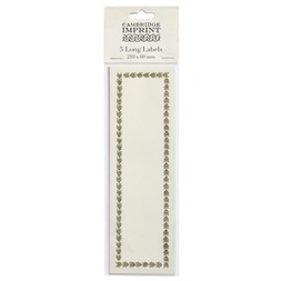 Five Long Self Adhesive Labels with Dark Olive Border