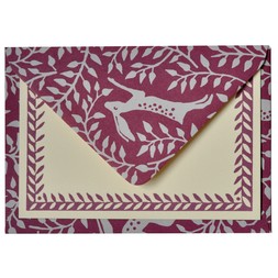 Set of Notecards and Envelopes Dancing Hare Violet