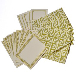 Set of Notecards and Envelopes Oak Leaves Sap Green