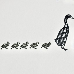 Printing Block Fancy Duck and Ducklings