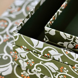 A Nest of Three Simple Boxes in Ivy Swamp Green and Orange