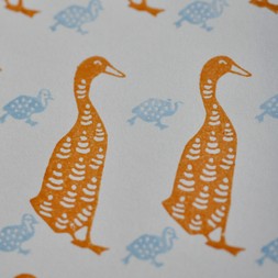Printing Block Fancy Duck and Ducklings