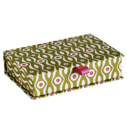 Postcard Box in Persephone Bright Olive and Cool Pink