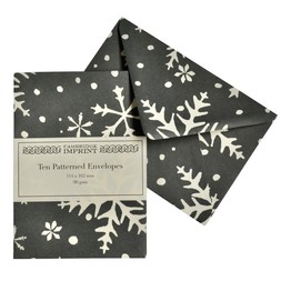 Packet of Ten Patterned Envelopes in Snowflake