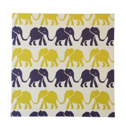 Square Lined Notebook Elephants Navy and Acid Yellow