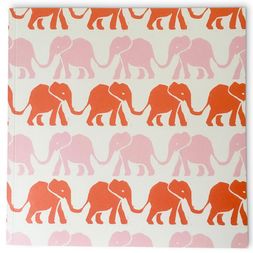 Square Lined Notebook Elephants Orange and Pink