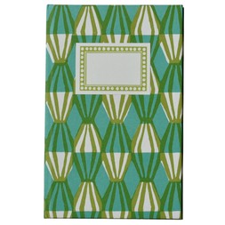 Lined Hardback Notebook in Threadwork in Sap Green And Turquoise