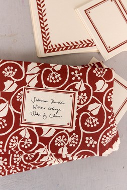 Set of Notecards and Envelopes Small Ivy Stripe Russet