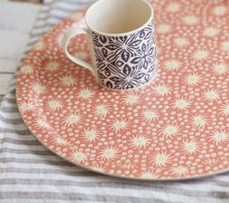 Round Birch Tray Milky Way Pink and Old Red