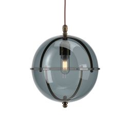 Smoked top and bottom Grafton Globe bathroom pendant light