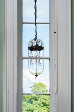 Fritz Fryer Ribbed and Clear Aston Lantern Pendant Light