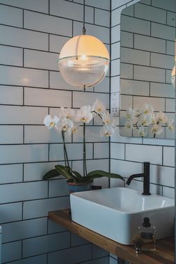WHITE GLASS TOP AND RIBBED GLASS BOTTOM GRAFTON GLOBE BATHROOM PENDANT LIGHT