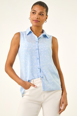 Roman Ditsy Floral Sleeveless Blouse