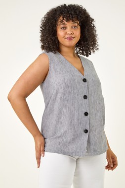 Roman Curve Buttoned Relaxed Waistcoat