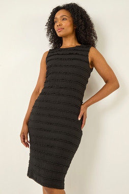 Roman Petite Black Ruffle Sleeveless Dress