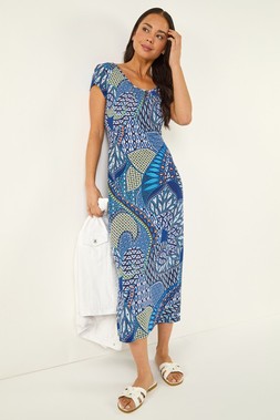 Roman Petite Abstract A-Line Midi Dress