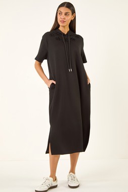 Roman Black Trim Detail Midi T-Shirt Dress