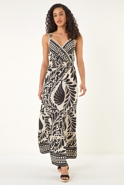 Dusk Black Abstract Twist Maxi Dress