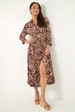 Roman Chocolate Petite Tiered Midi Dress