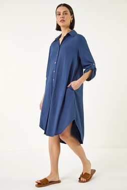 Roman Back Lace Button Shirt Dress