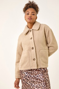 Roman Natural Collared Borg Fleece Jacket