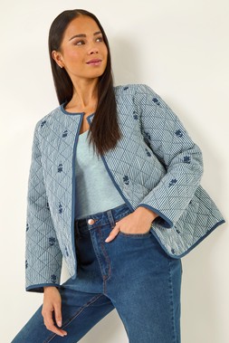 Roman Petite Navy Quilted Padded Jacket